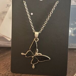 Elegant Black Butterfly Pendant Necklace